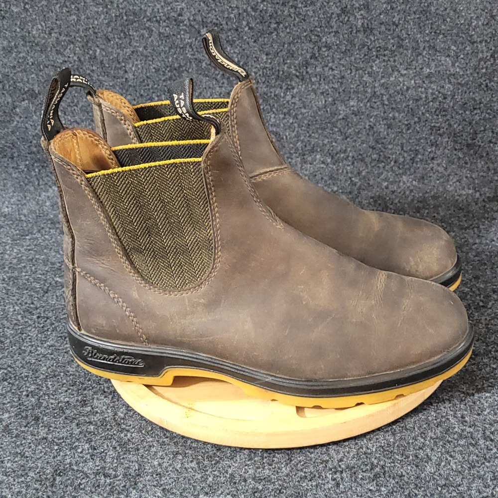 Blundstone Chelsea Boots Mens 7.5 Brown Leather Pull On Gum Sole 500 Series